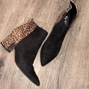 Nine West Black and Leopard Ankle Boots